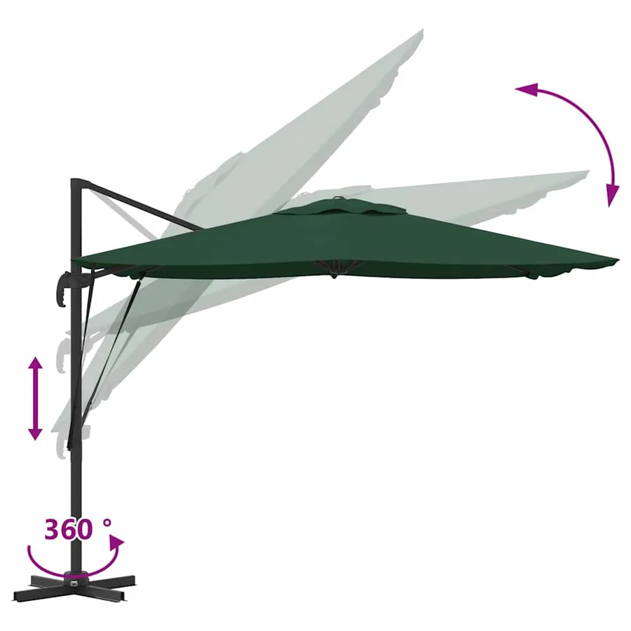 Parasol Roma Vert 286 x 284 x 265 cm Aluminium et polyester - 11