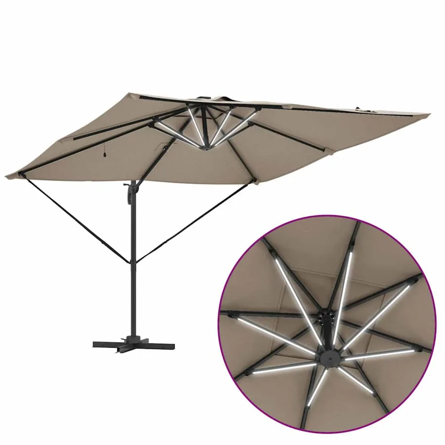 Parasol Taupe 286 x 284 x 270 cm Aluminium et polyester - 12