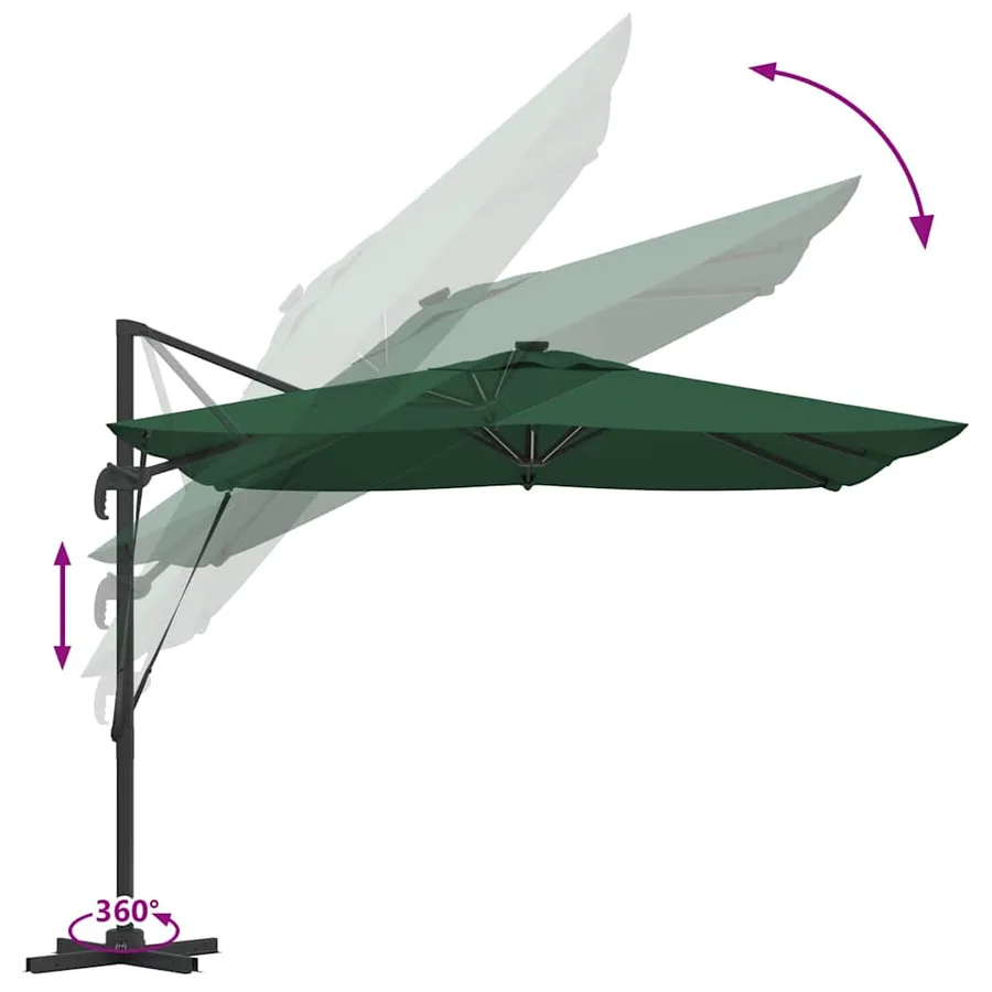 Parasol Vert 286 x 284 x 270 cm Aluminium et polyester - 13