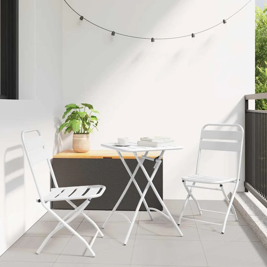 Ensemble bistrot 3 pcs Blanc Acier
