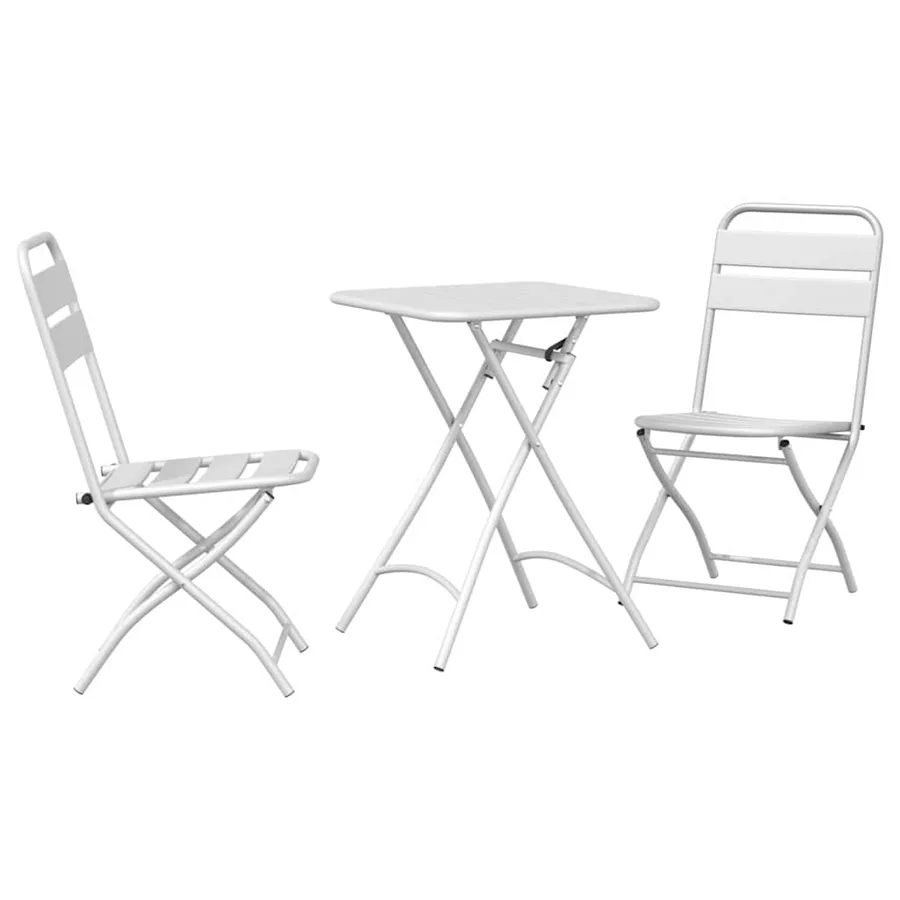 Ensemble bistrot 3 pcs Blanc Acier - 2