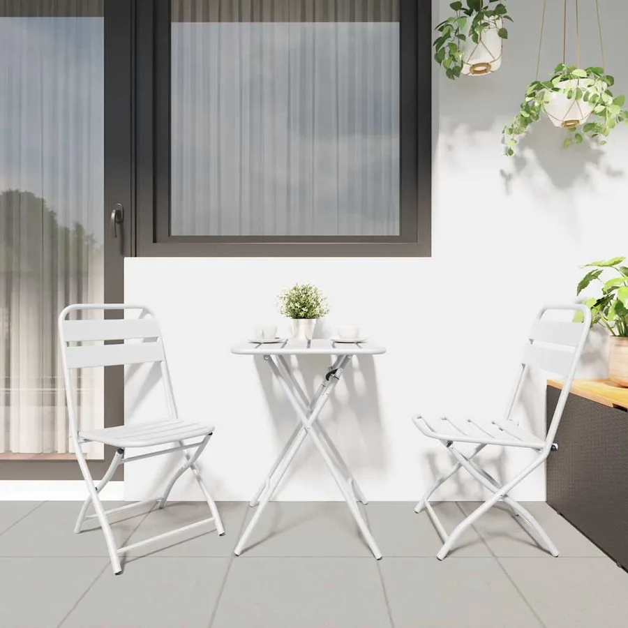 Ensemble bistrot 3 pcs Blanc Acier - 4
