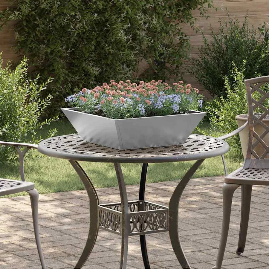 Cache-pot de jardin 5 pc Argent 50 x 50 x 15 cm Acier galvanisé