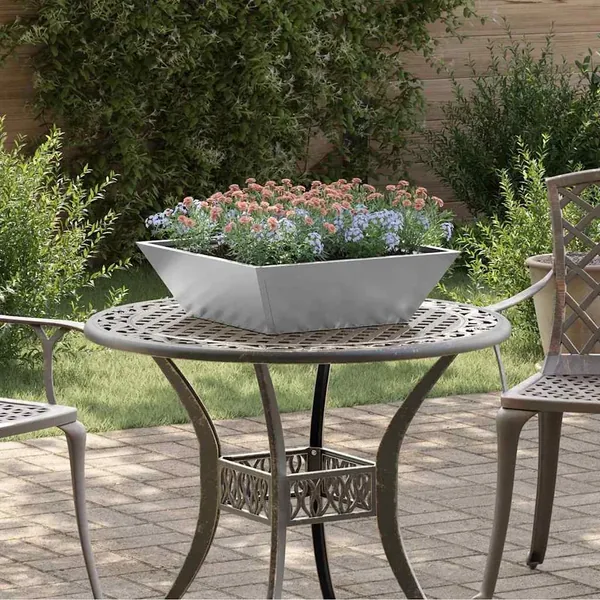 Cache-pot de jardin 5 pc Argent 50 x 50 x 15 cm Acier galvanisé