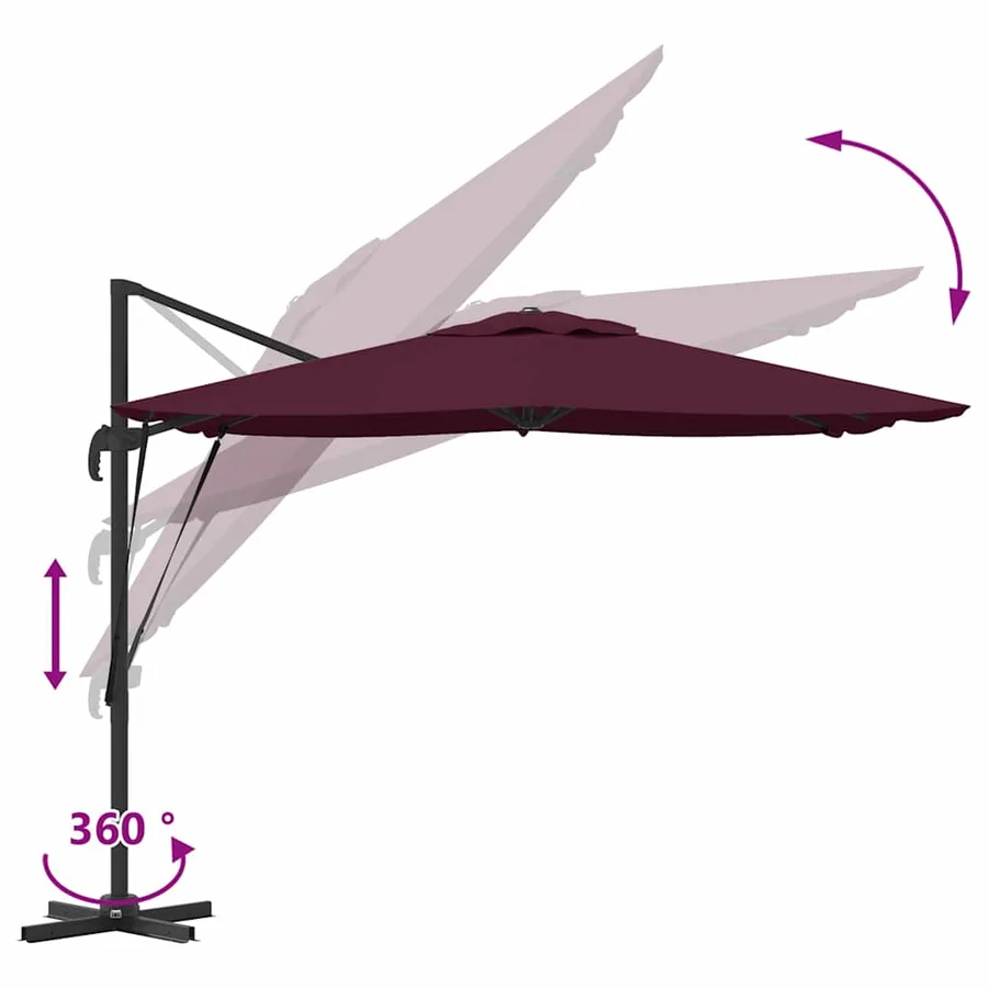 Parasol Roma Rouge 286 x 284 x 265 cm Aluminium et polyester - 11