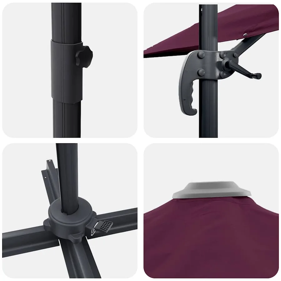 Parasol Roma Rouge 286 x 284 x 265 cm Aluminium et polyester - 9
