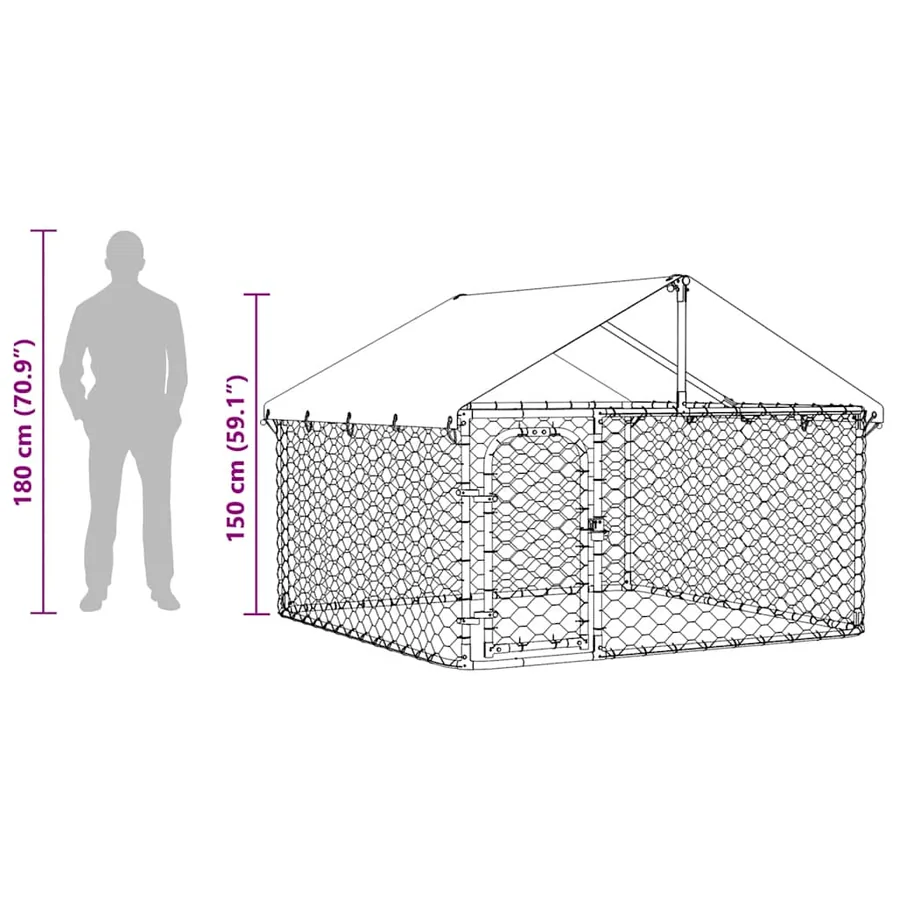 Chenil extérieur avec toit 200x200x150 cm - 14