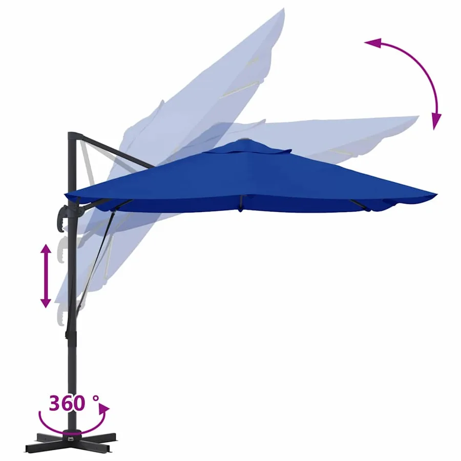 Parasol 351 x 250 x 260 cm Polyester et Aluminium Azur - 11