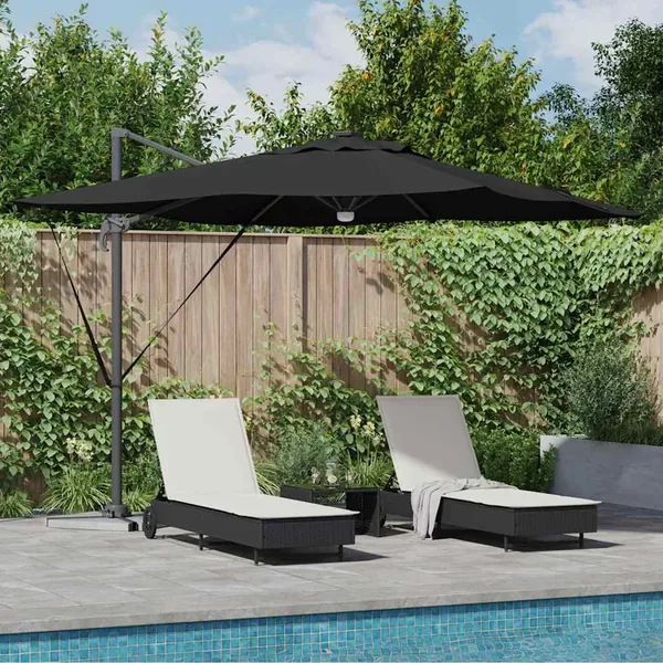 Parasol Roma Noir 286 x 284 x 270 cm Aluminium et polyester