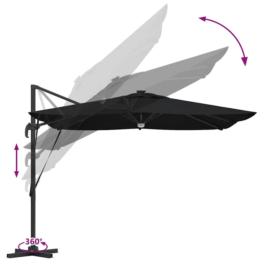 Parasol Roma Noir 286 x 284 x 270 cm Aluminium et polyester - 13