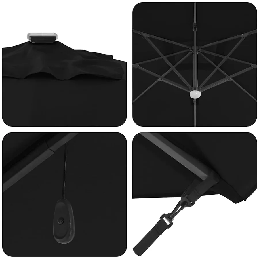 Parasol Roma Noir 286 x 284 x 270 cm Aluminium et polyester - 9
