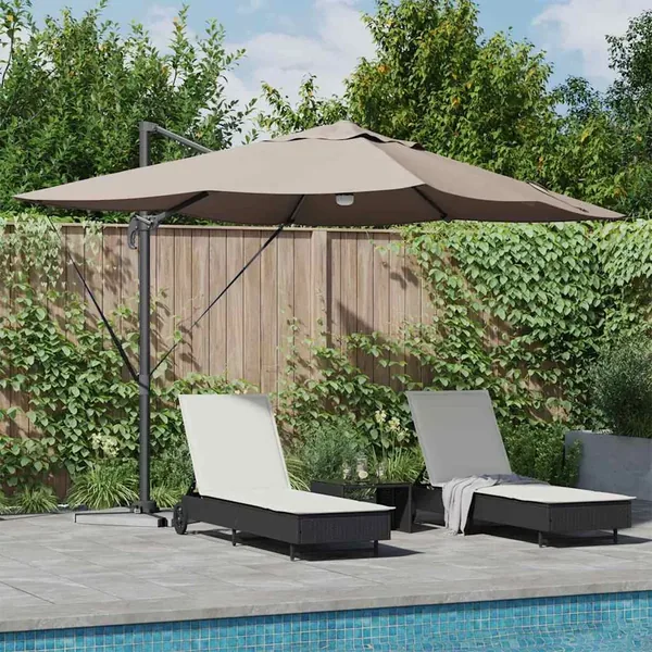 Parasol Taupe 351 x 250 x 253 cm Polyester et Aluminium