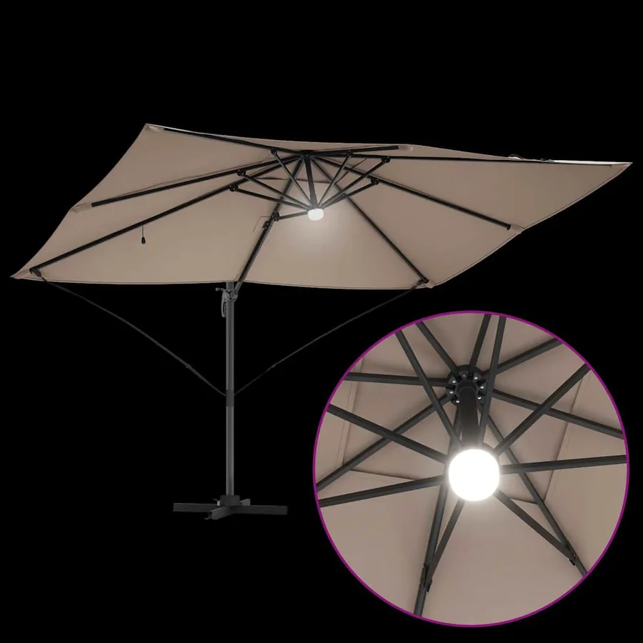 Parasol Taupe 351 x 250 x 253 cm Polyester et Aluminium - 11