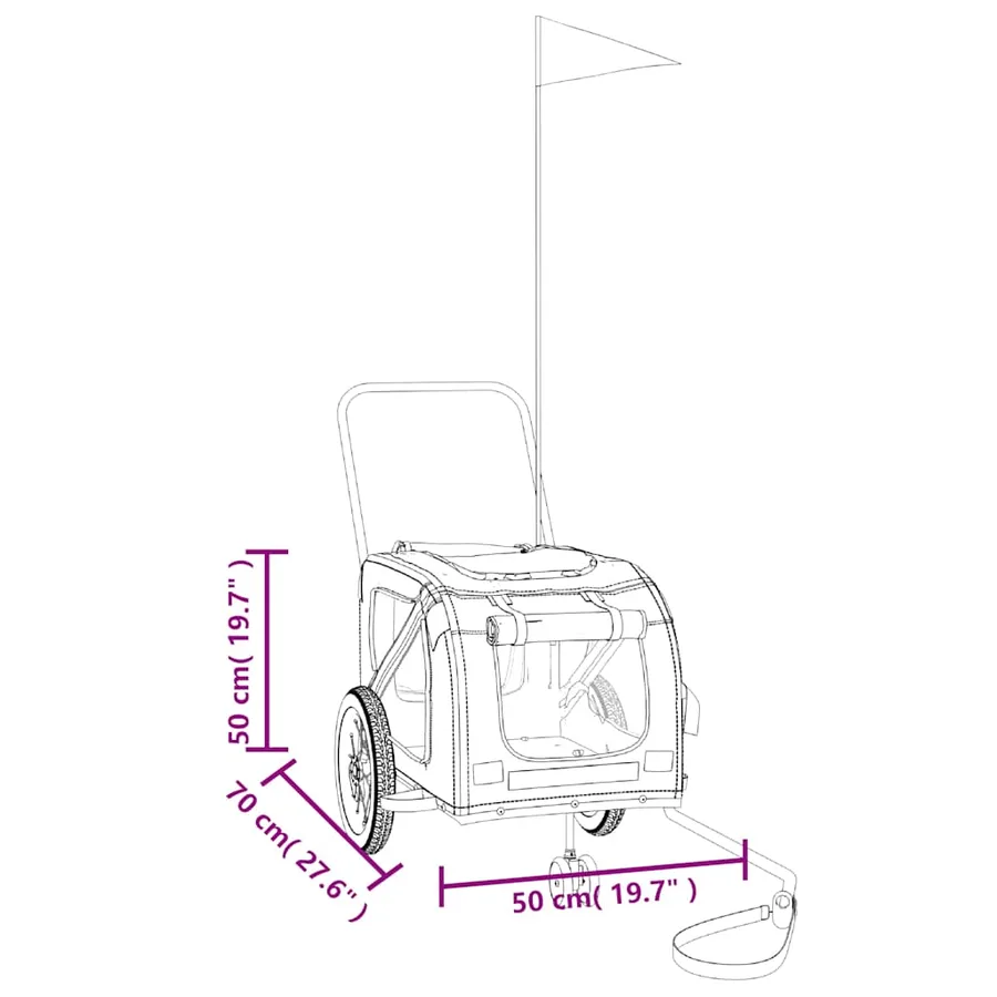 Remorque pour vélo pour animaux de compagnie en tissu Oxford noir et fer - 13