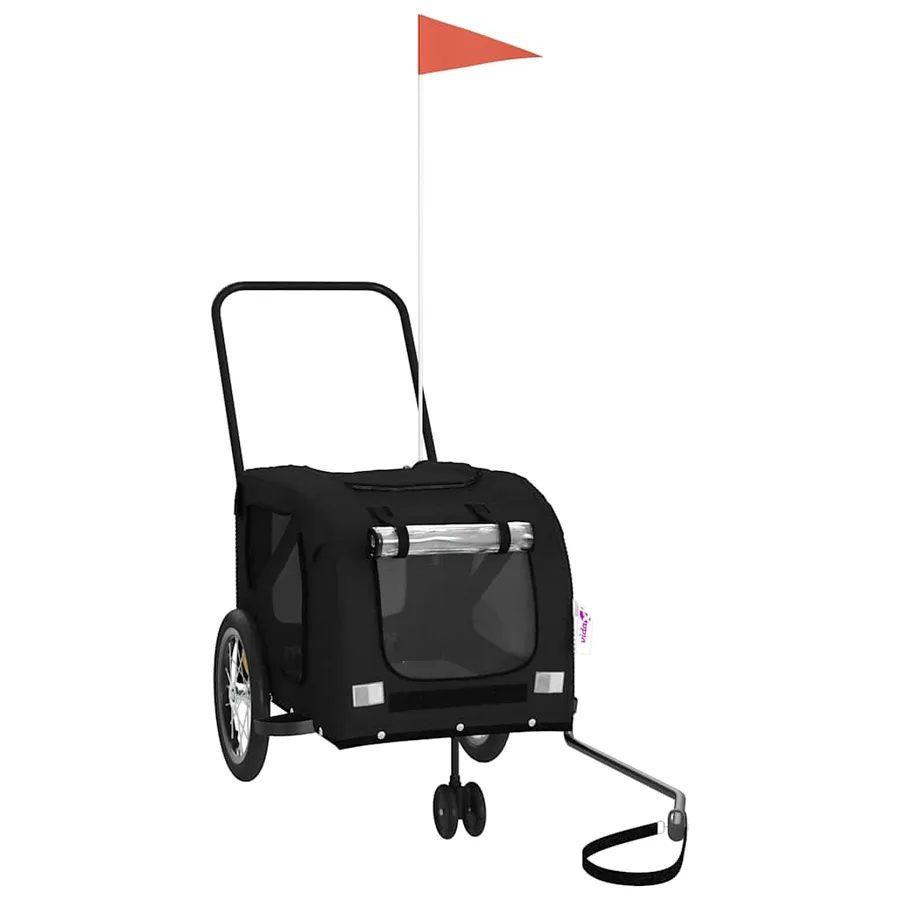 Remorque pour vélo pour animaux de compagnie en tissu Oxford noir et fer - 2
