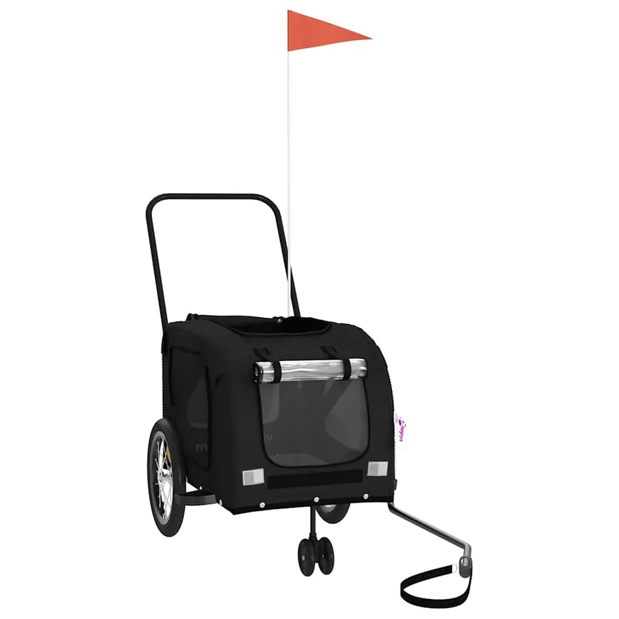 Remorque pour vélo pour animaux de compagnie en tissu Oxford noir et fer - 3