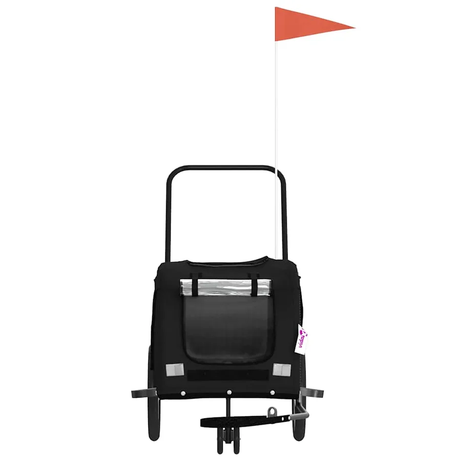 Remorque pour vélo pour animaux de compagnie en tissu Oxford noir et fer - 4