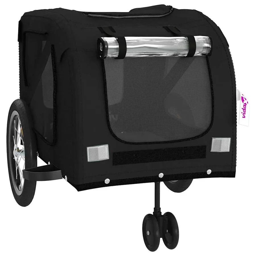 Remorque pour vélo pour animaux de compagnie en tissu Oxford noir et fer - 5