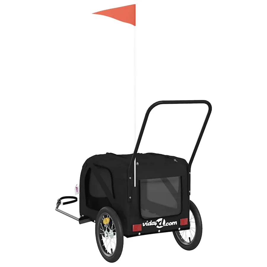 Remorque pour vélo pour animaux de compagnie en tissu Oxford noir et fer - 8