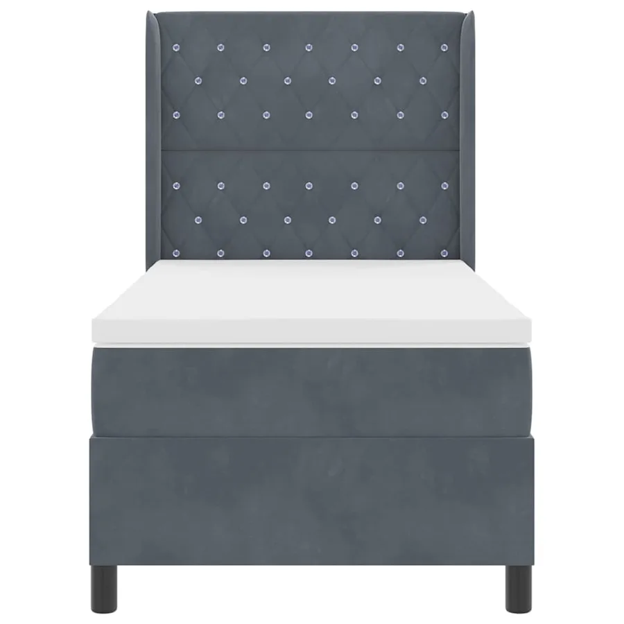 Lit à ressorts avec matelas Gris foncé 90 x 190 cm Velours - 5