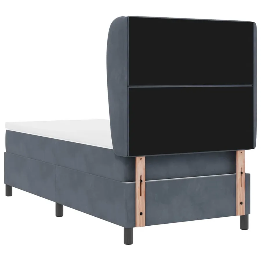 Lit à ressorts avec matelas Gris foncé 190 x 90 cm Velours - 9
