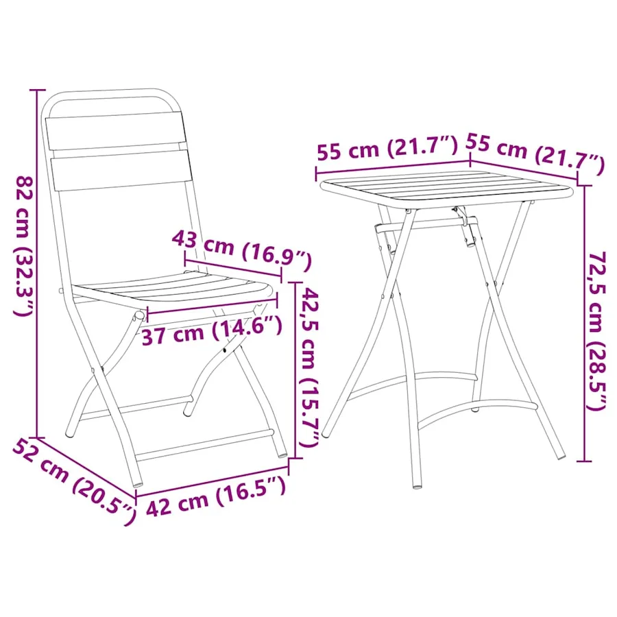 Ensemble bistrot 3 pcs Vert Acier - 12