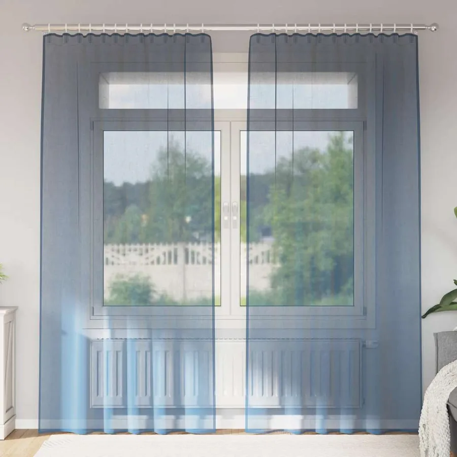 Rideaux en voile avec passe-tringles 2 pcs bleu royal
