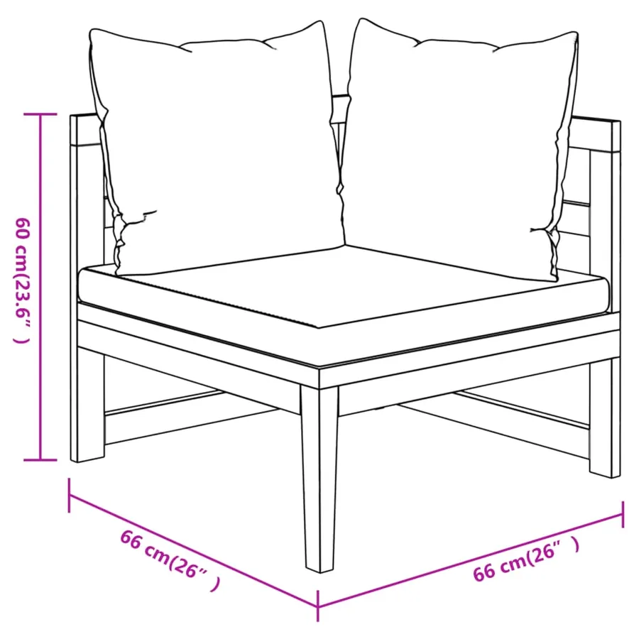 Salon de jardin 3 pcs avec coussins blanc crème Bois d'acacia - 12
