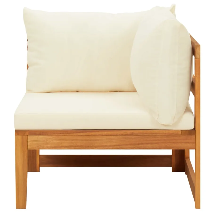Salon de jardin 3 pcs avec coussins blanc crème Bois d'acacia - 3