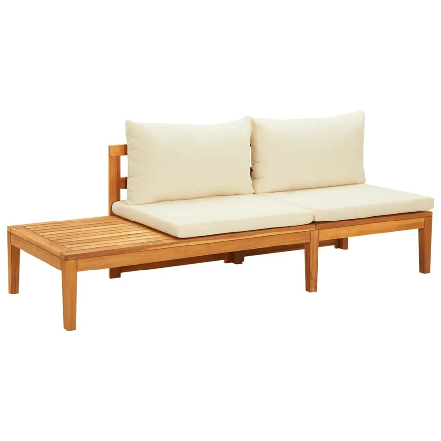 Salon de jardin 3 pcs avec coussins blanc crème Bois d'acacia - 5
