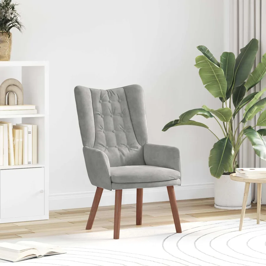 fauteuil Gris clair 63 x 67 x 94 cm Velours