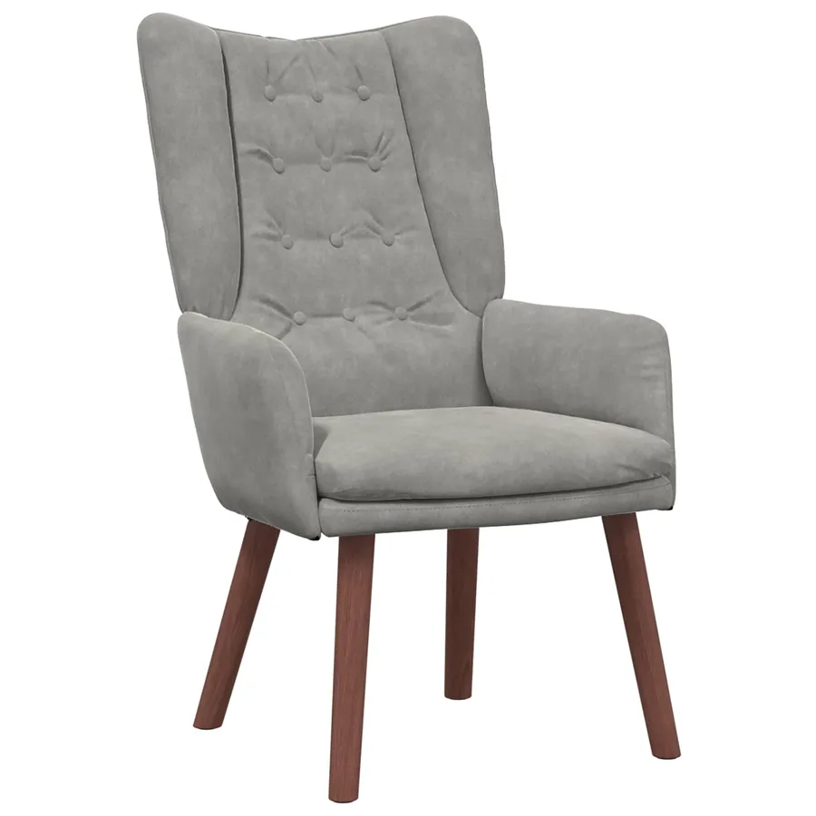 fauteuil Gris clair 63 x 67 x 94 cm Velours - 2