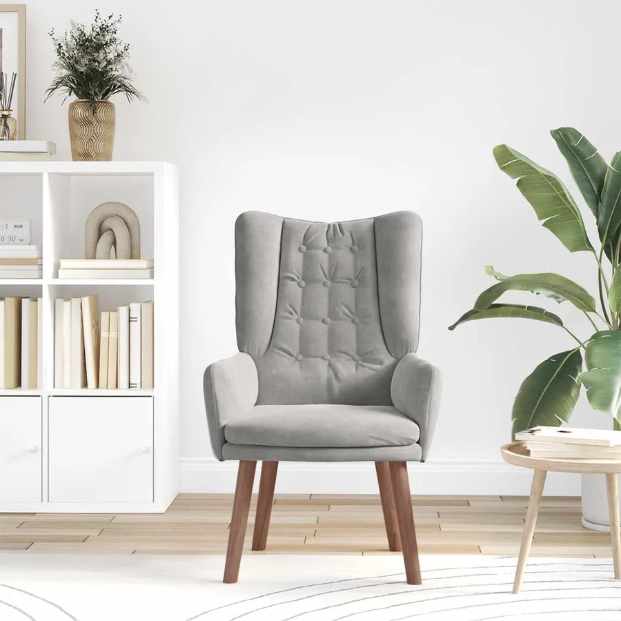 fauteuil Gris clair 63 x 67 x 94 cm Velours - 3