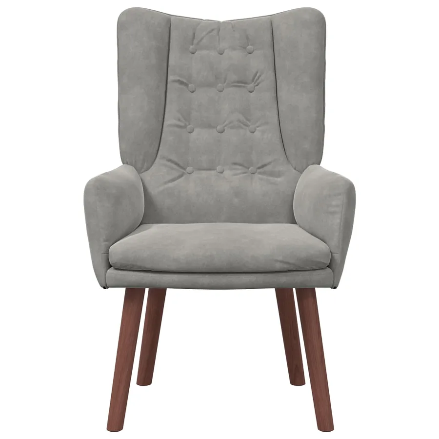 fauteuil Gris clair 63 x 67 x 94 cm Velours - 4