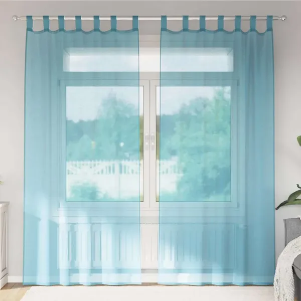 Rideaux en voile avec passe-tringles 2 pcs turquoise