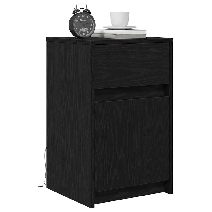 Armoire de chevet LED 2 pcs Chêne noir 38 x 34 x 61 cm - 3