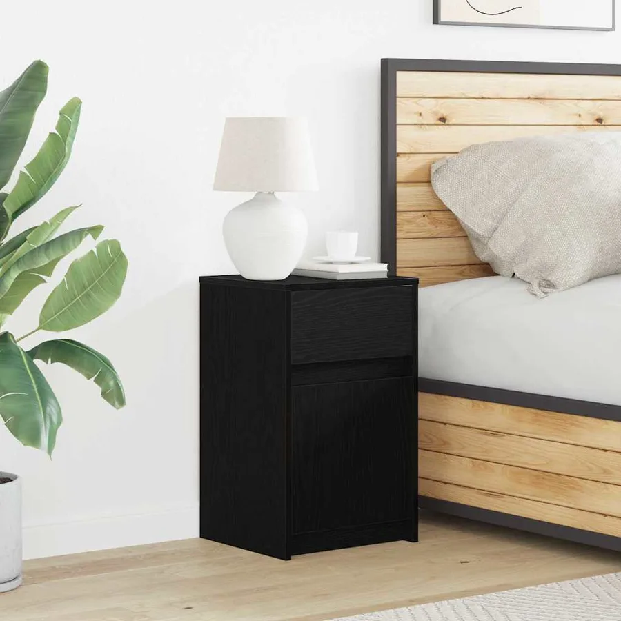 Armoire de chevet LED 2 pcs Chêne noir 38 x 34 x 61 cm - 4