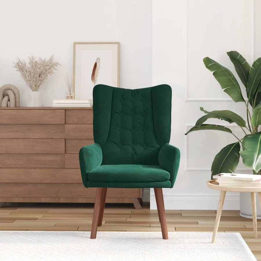 fauteuil Vert foncé 63 x 67 x 94 cm Velours - 3