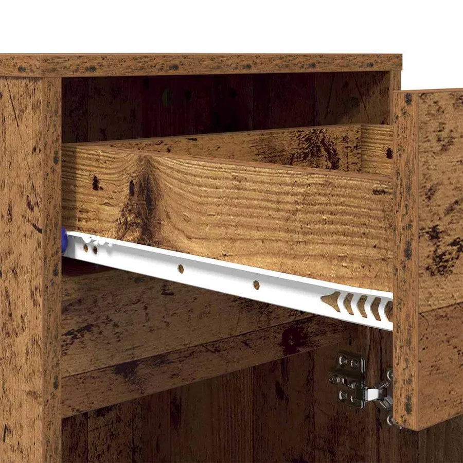 Armoire de chevet LED avec tiroir Bois ancien 38 x 34 x 61 cm - 11