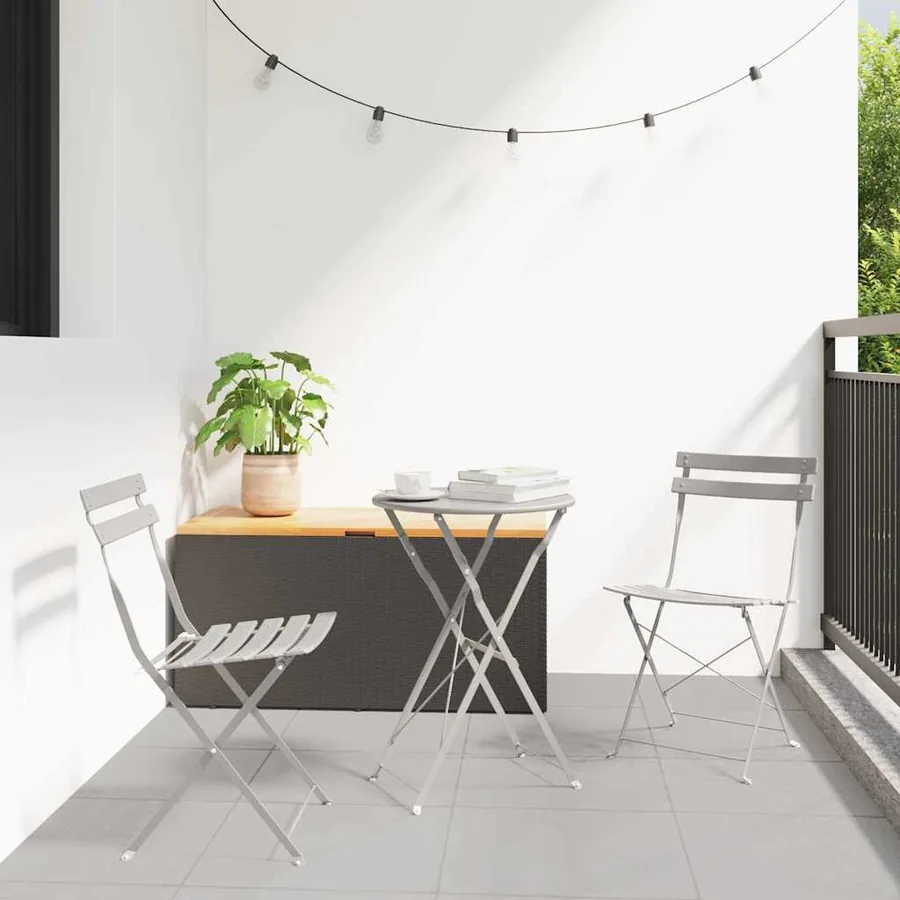 Ensemble bistro pliant 3 pcs Beige Acier