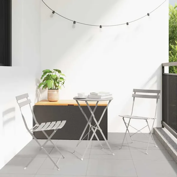 Ensemble bistro pliant 3 pcs Beige Acier