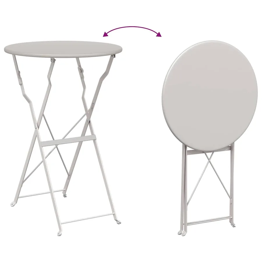 Ensemble bistro pliant 3 pcs Beige Acier - 10