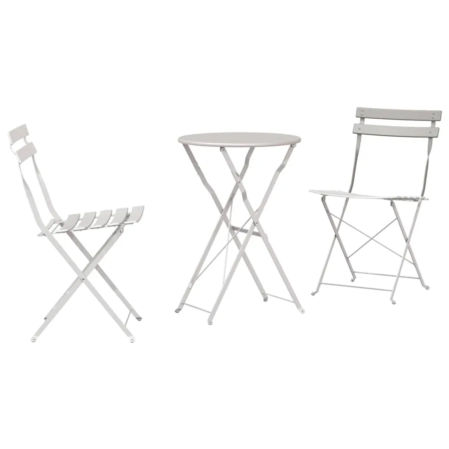 Ensemble bistro pliant 3 pcs Beige Acier - 2