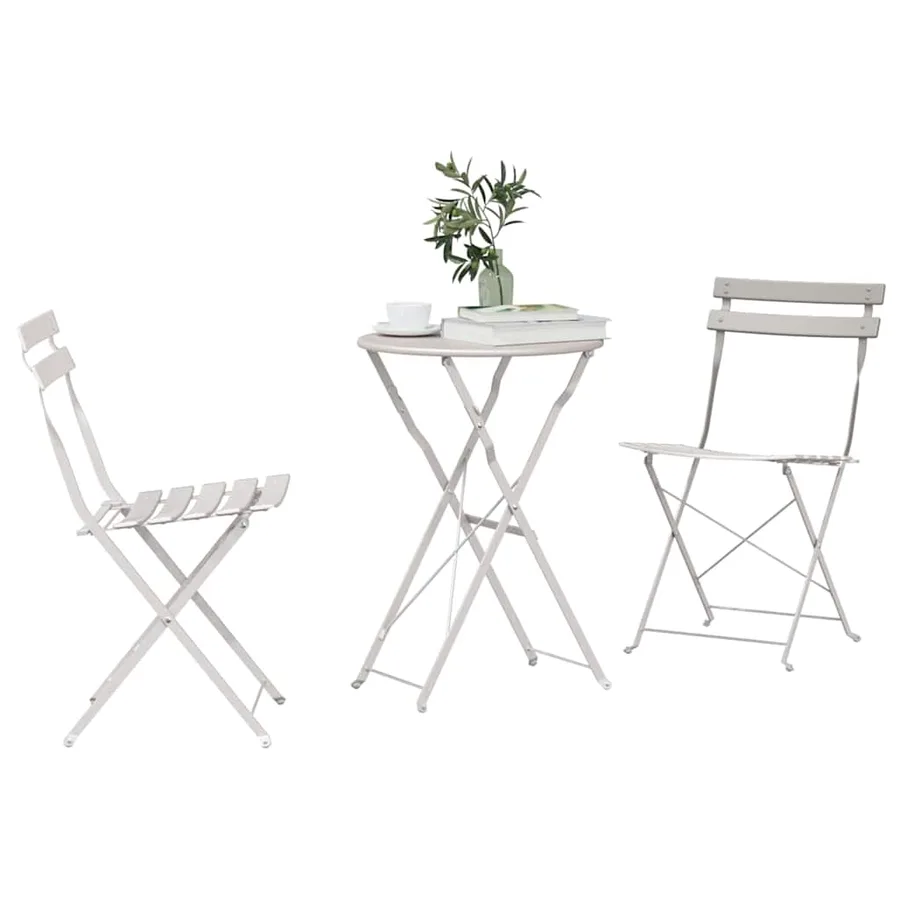 Ensemble bistro pliant 3 pcs Beige Acier - 3