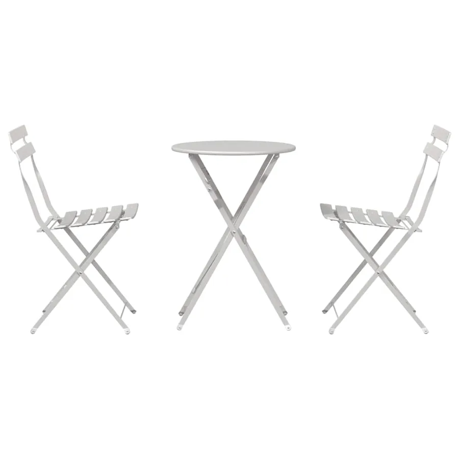 Ensemble bistro pliant 3 pcs Beige Acier - 7