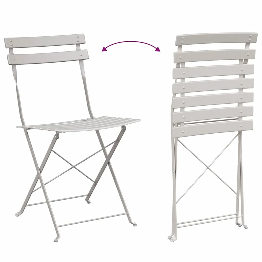 Ensemble bistro pliant 3 pcs Beige Acier - 9