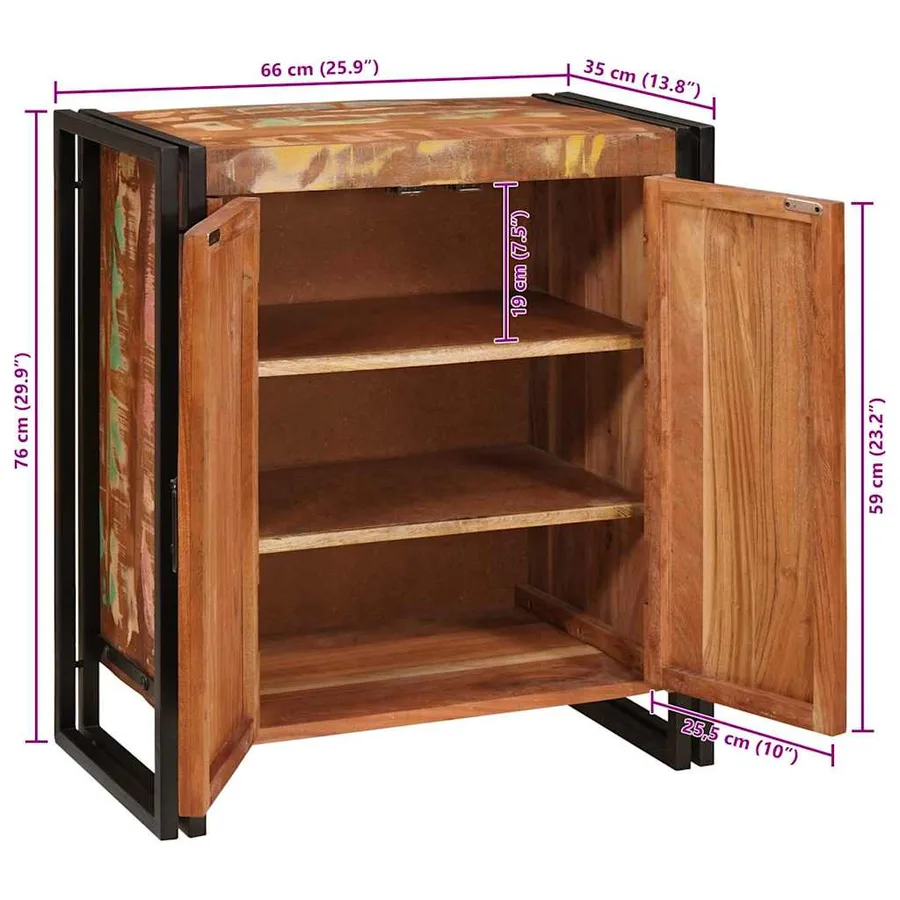 Cabinet de chevet Multicolore Bois massif recyclé - 14