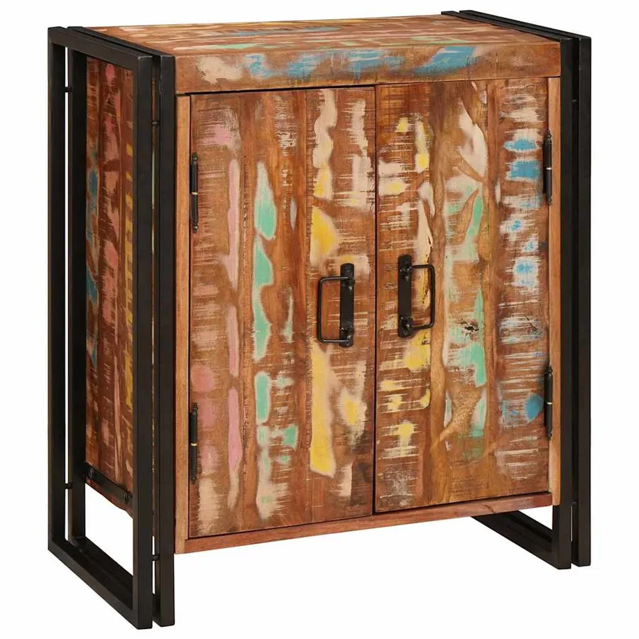 Cabinet de chevet Multicolore Bois massif recyclé - 3