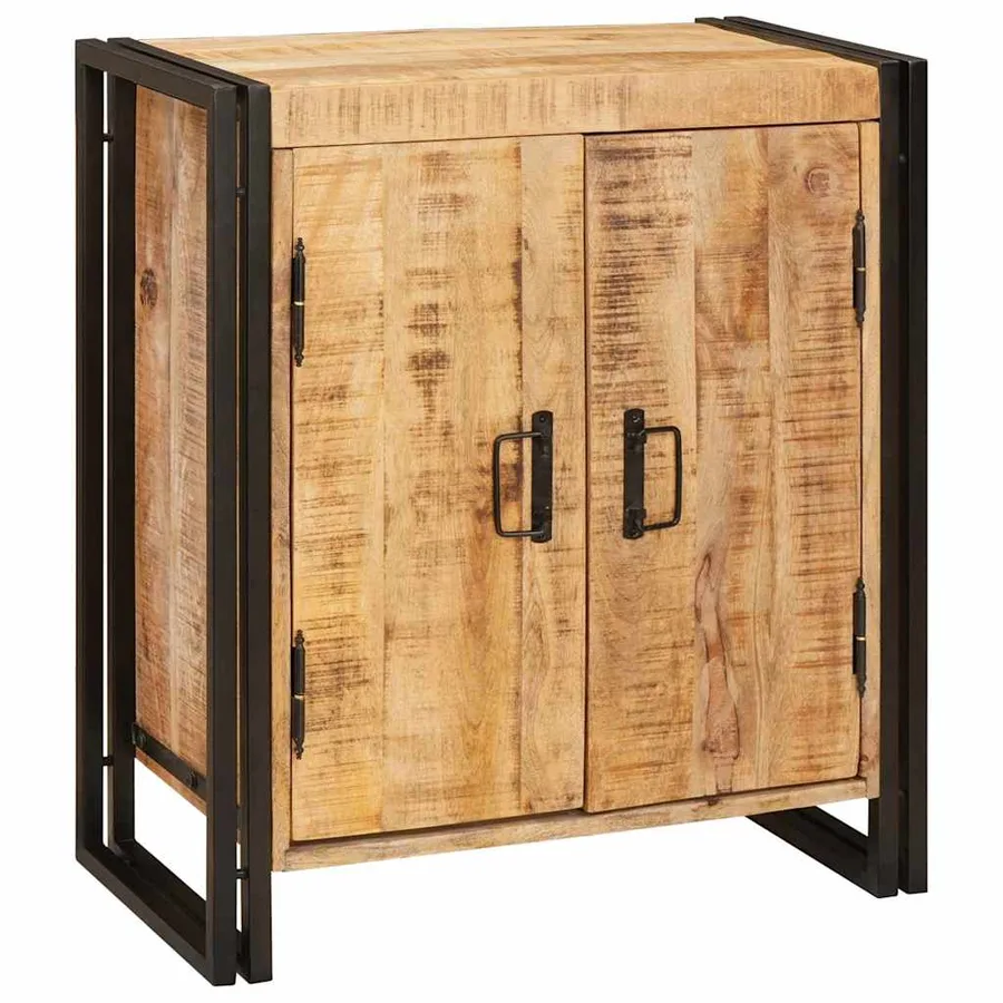 Cabinet de chevet Marron Bois de mangue brut massif - 2