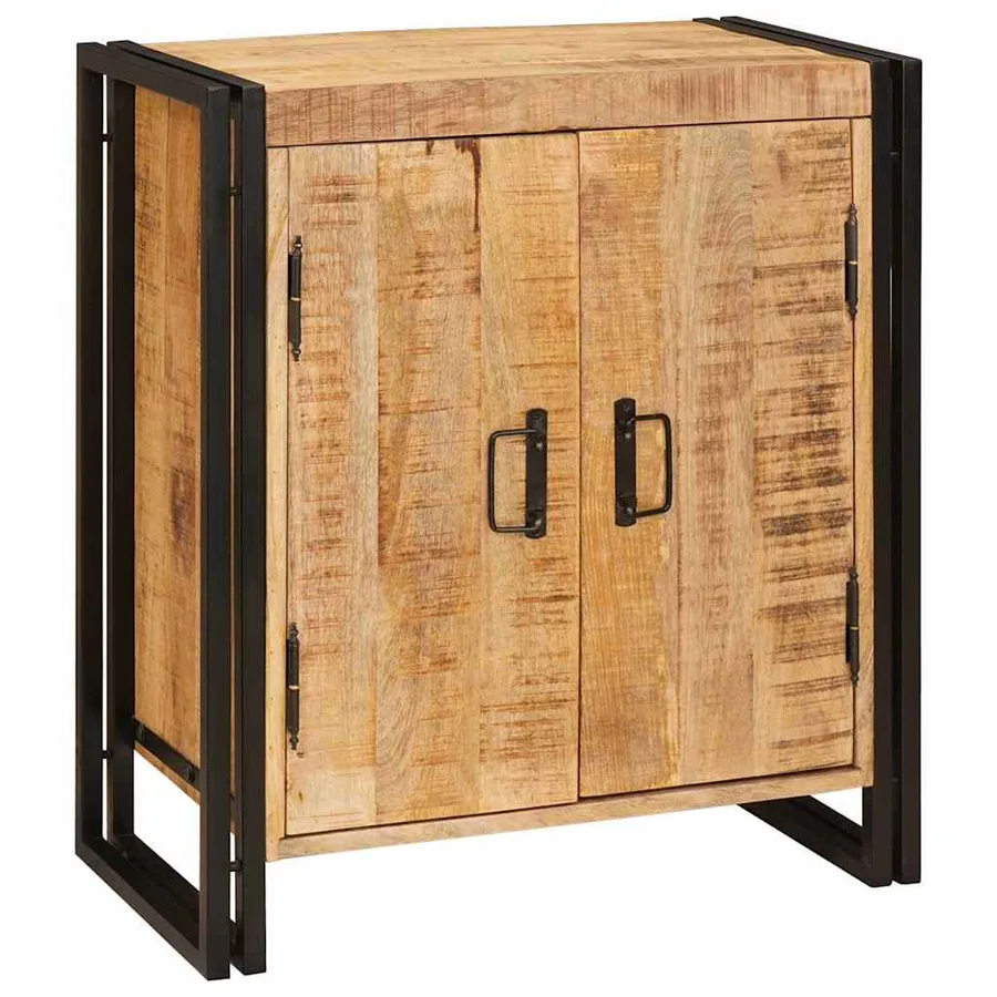 Cabinet de chevet Marron Bois de mangue brut massif - 3